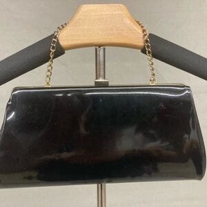 Chic Black Clutch with Gold Chain